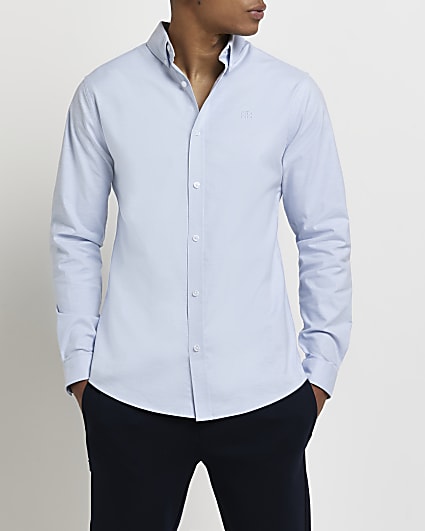 Blue RI slim fit long sleeve oxford shirt