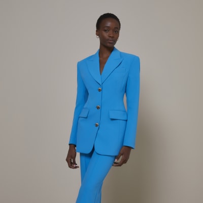 blue fitted blazer for Sale OFF 70%