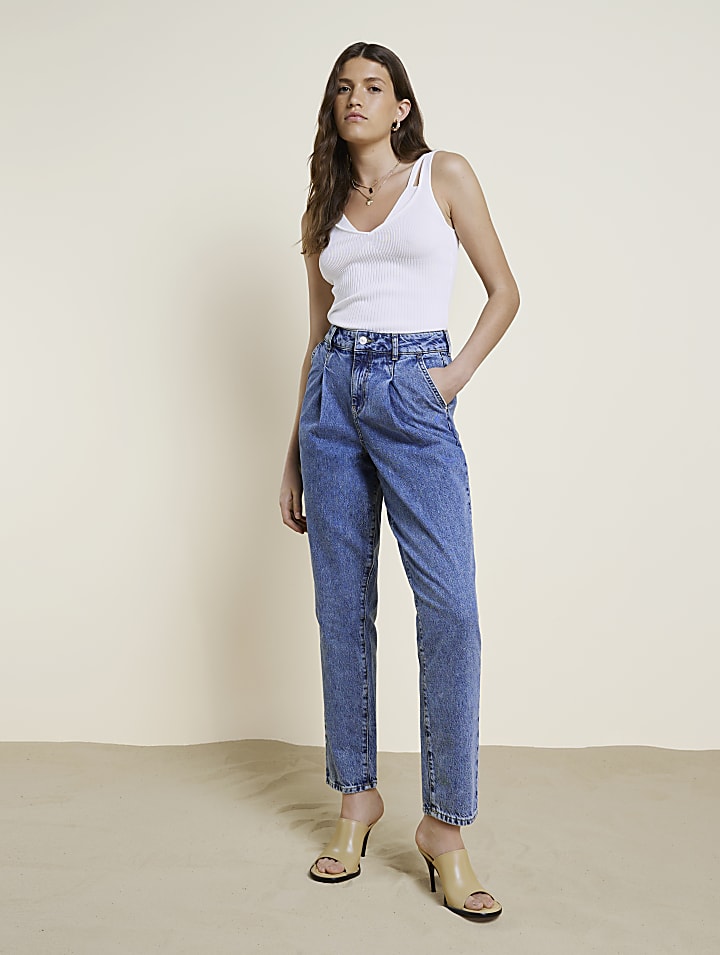 Blue RI Studio High Waisted Tapered Jeans