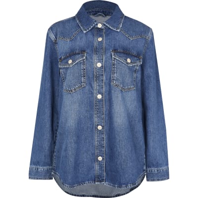 Blue RI Studio long sleeve denim shirt
