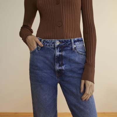 Blue RI Studio low rise straight jeans