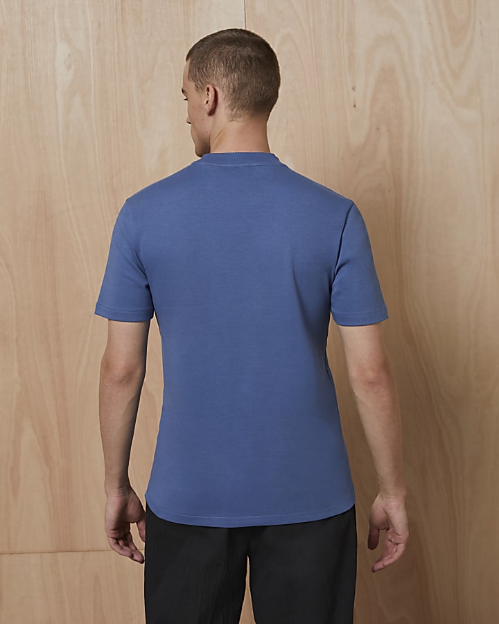 Blue RI Studio slim fit high neck t-shirt