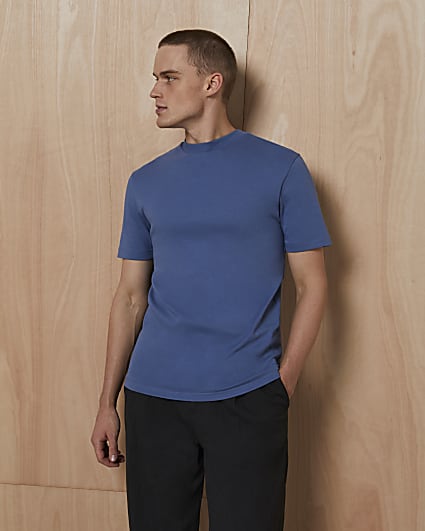 Blue RI Studio slim fit high neck t-shirt