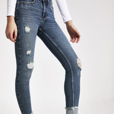 Blue ripped Amelie super skinny jeans