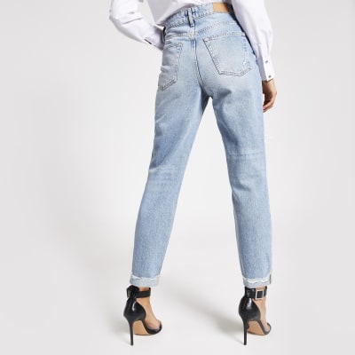 Blue ripped Carrie high rise Mom jeans