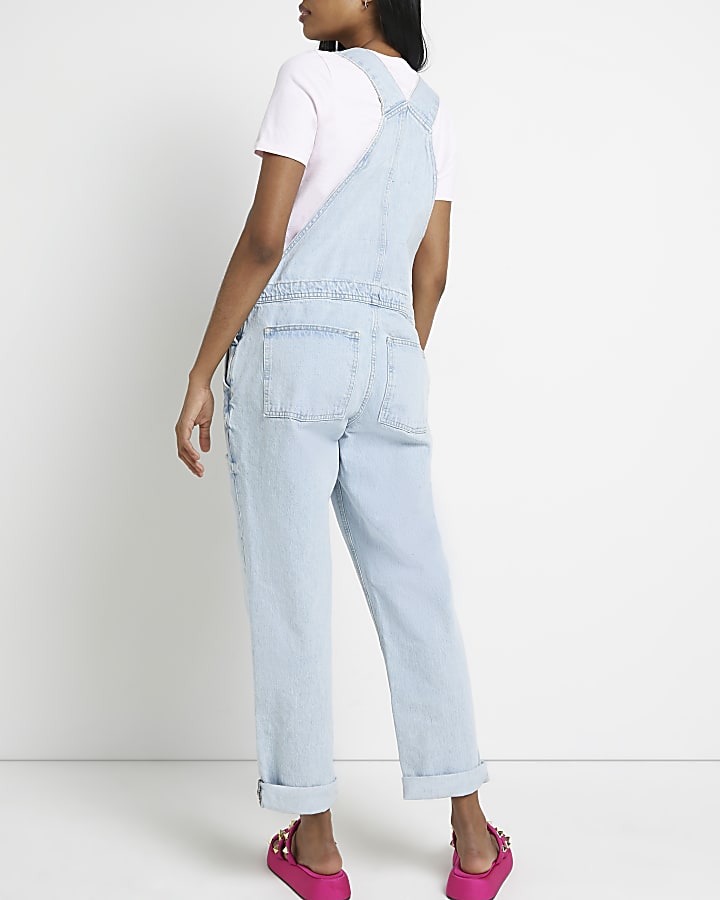 Blue ripped denim dungarees