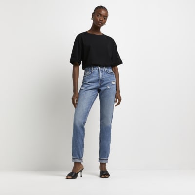 mom ripped high waisted jeans