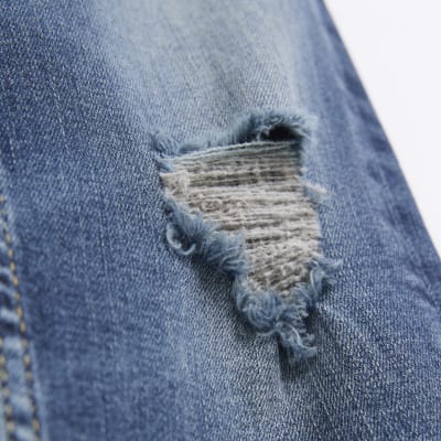 Blue ripped high waisted sculpt skinny jeans