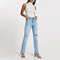 Blue ripped high waisted slim fit jean