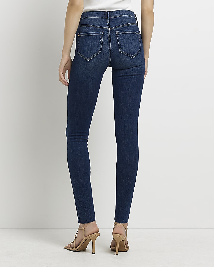 Blue ripped Molly mid rise skinny jeans