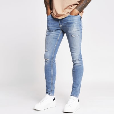 blue skinny jeans mens river island