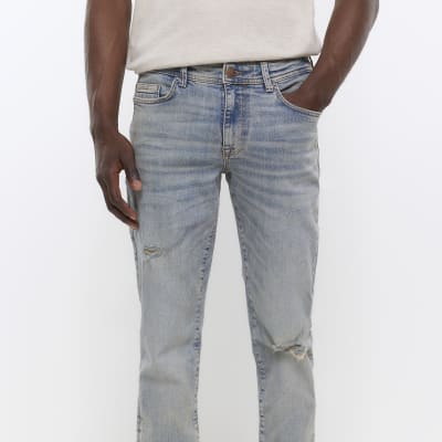 Blue ripped skinny jeans River Island