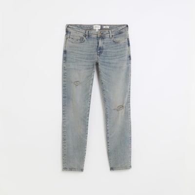 Blue ripped skinny jeans River Island