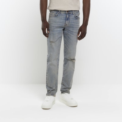 Blue ripped skinny jeans River Island