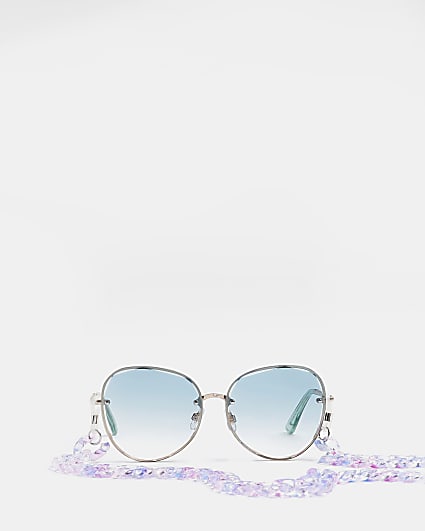 Blue round sunglasses