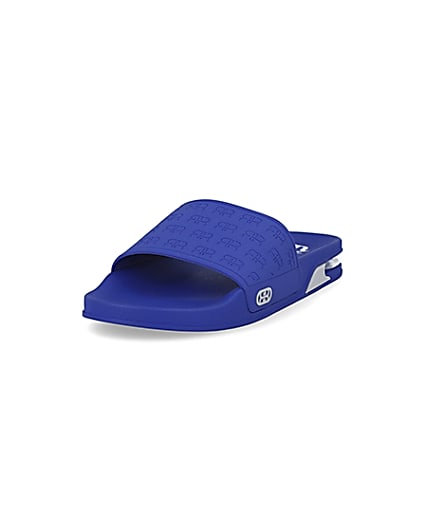 360 degree animation of product Blue RR monogram bubble sole sliders frame-23