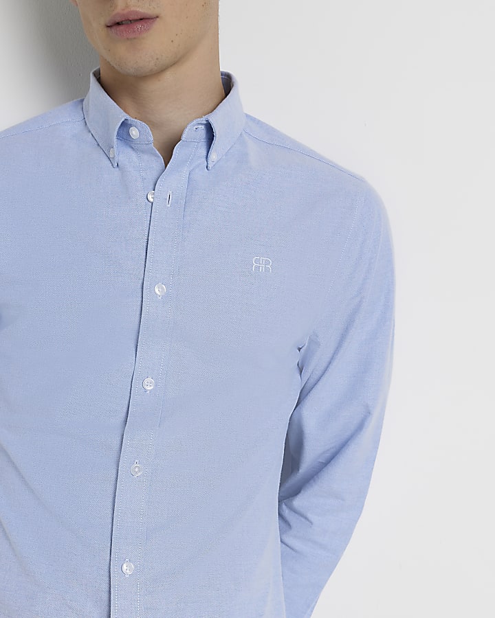 Blue RR Slim fit Oxford shirt