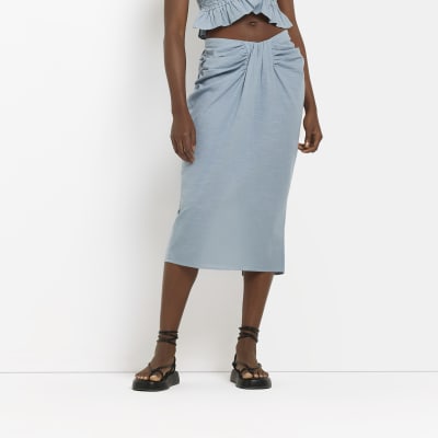 ruched skirt midi