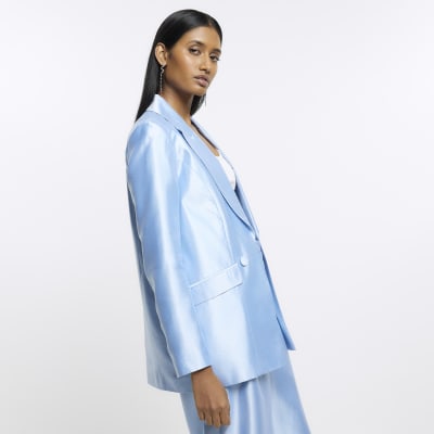 Blue satin blazer