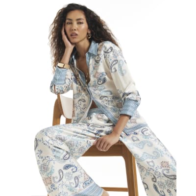 Satin Paisley Oversized Shirt