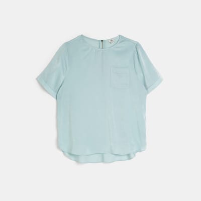 Blue satin t-shirt