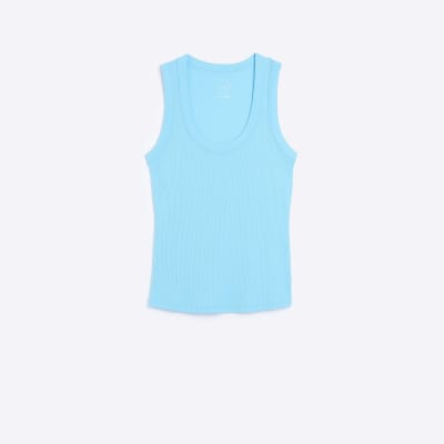 Blue scoop vest top