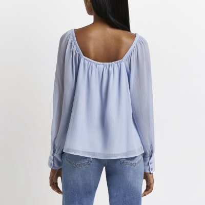 Blue sheer blouse