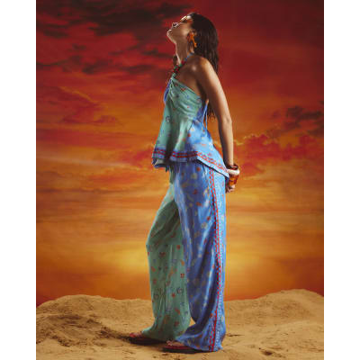 Shell Print Wide Leg Trousers
