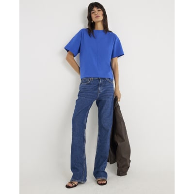 Blue Short Sleeve Boxy T-shirt