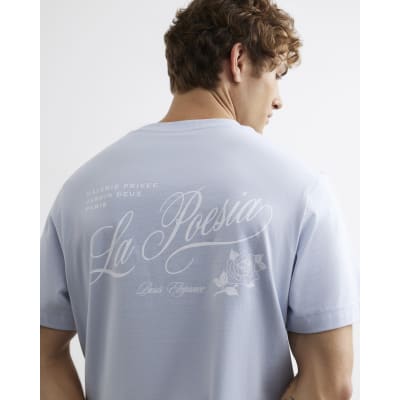 Blue Short Sleeve Floral Print T-Shirt