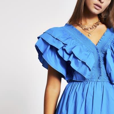 river island blue playsuit