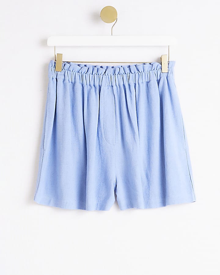 Blue shorts with linen