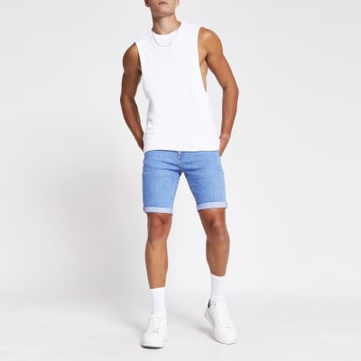 slim fit denim shorts