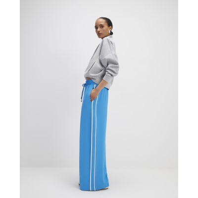 Blue Side Stripe Drawstring Joggers