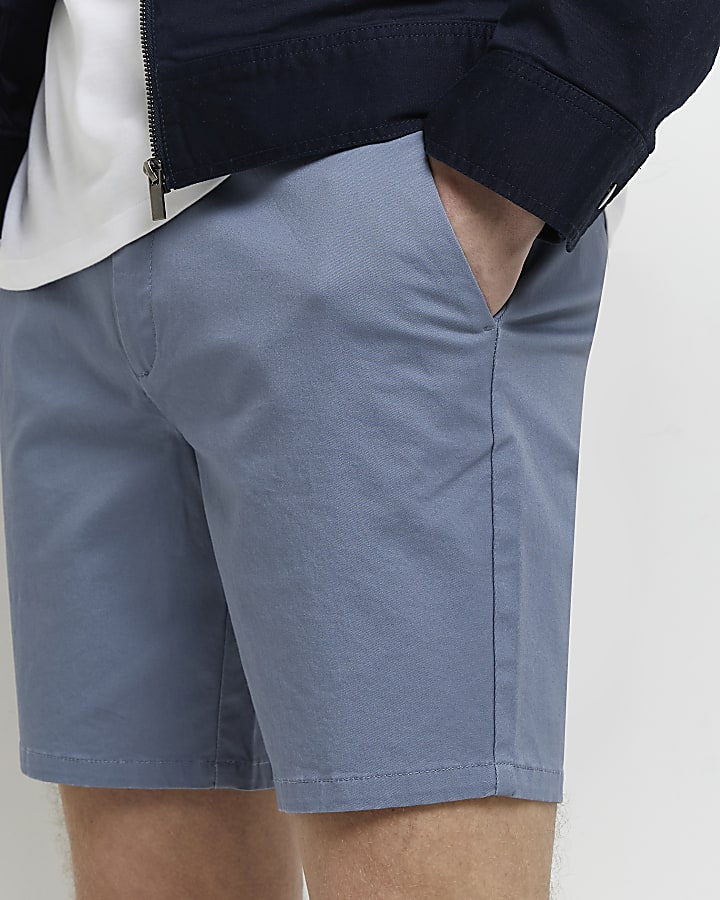 Blue skinny fit chino shorts