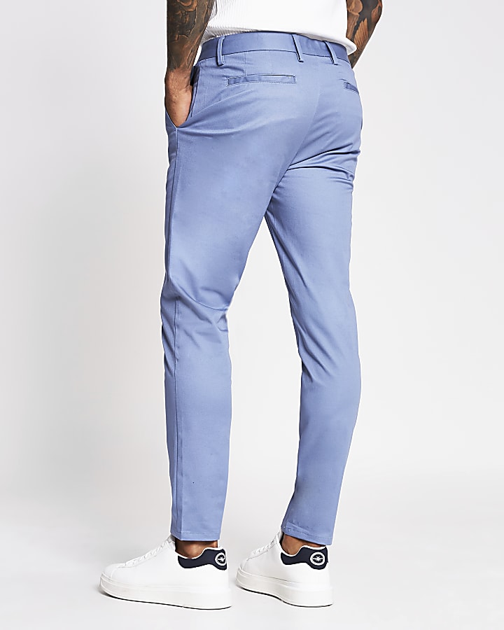 Blue skinny fit chino trousers