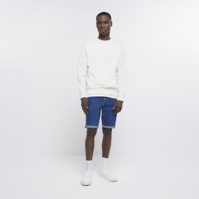 Blue skinny fit denim shorts