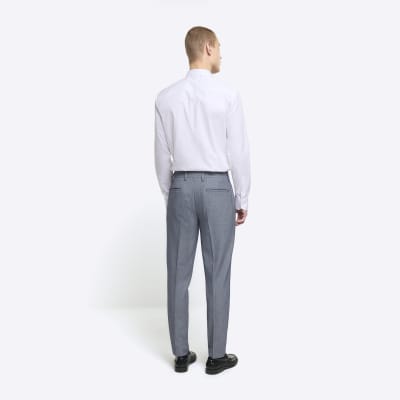 Blue skinny fit dogtooth suit trousers River Island