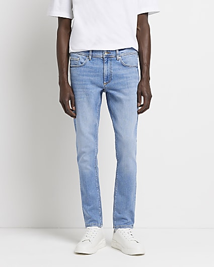 River Island Slim jeans lichtgrijs geruite print casual uitstraling Mode Spijkerbroeken Slim jeans 