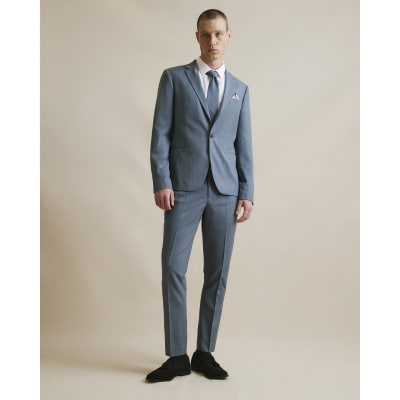 Blue Skinny Fit Pinstripe Suit Trousers