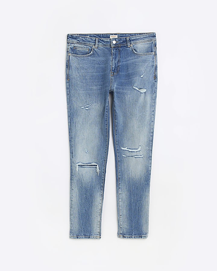 Blue skinny fit ripped jeans