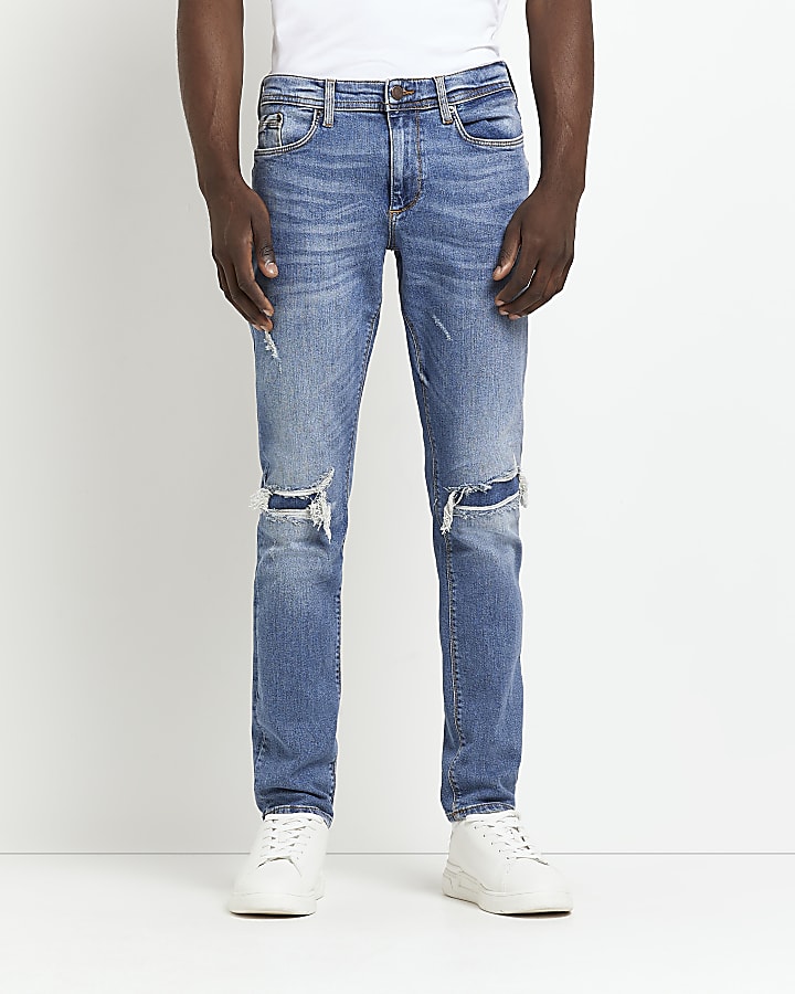 Blue Skinny fit ripped jeans