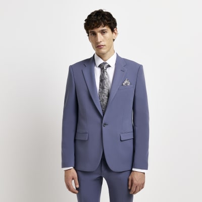 Bright Blue Skinny Fit Suit Jacket