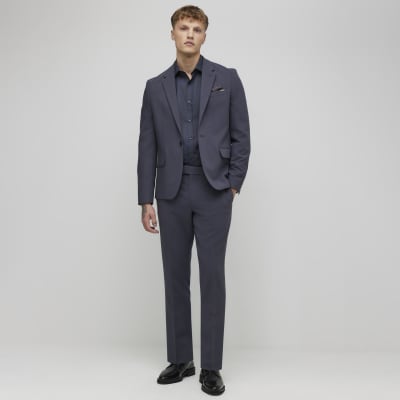 Blue Skinny Fit Suit Trousers