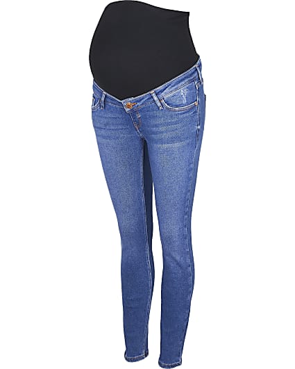 Blue skinny maternity jeans
