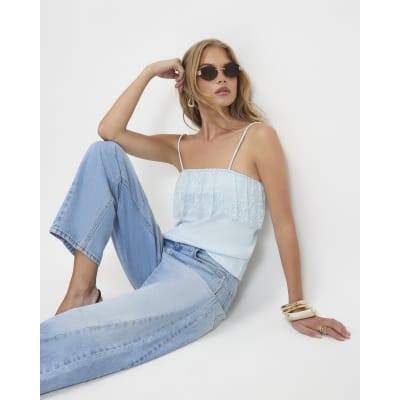 Sleeveless Lace Trim Cami Top
