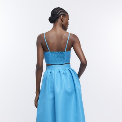 Blue Sleeveless Square Neck Bralette