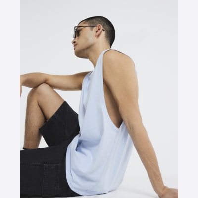 Blue Sleeveless Tank Top