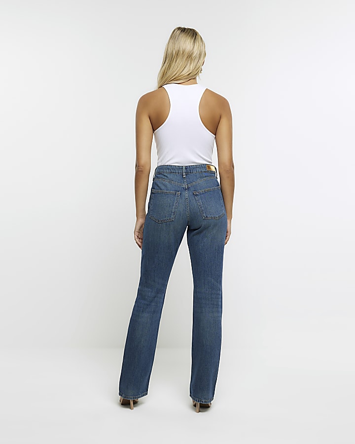 Blue slim fit bootcut jeans | River Island
