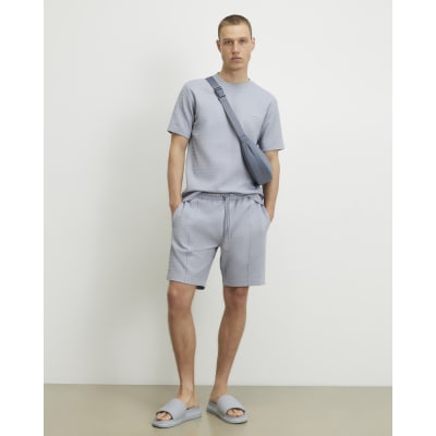 Blue Slim Fit Cotton Blend Jacquard T-Shirt